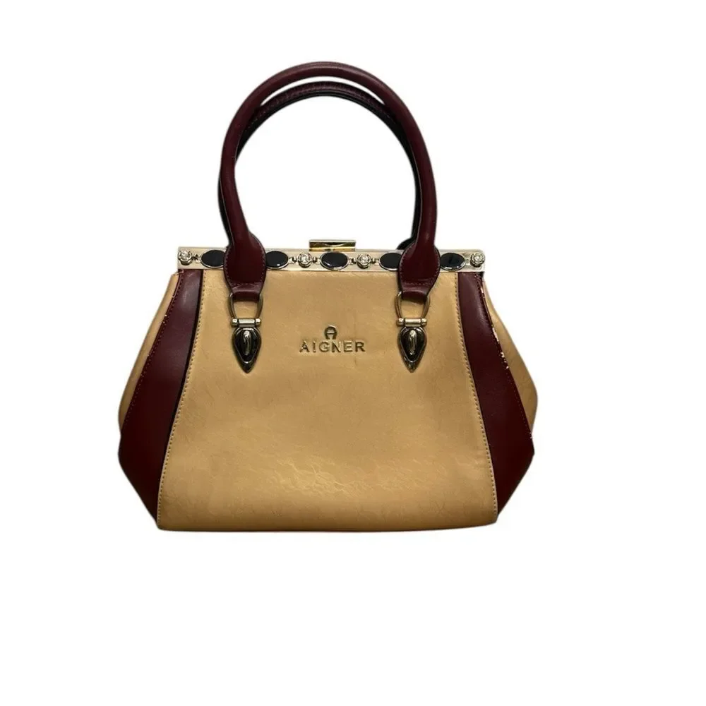 Vintage Etienne Aigner top handle kiss lock satchel